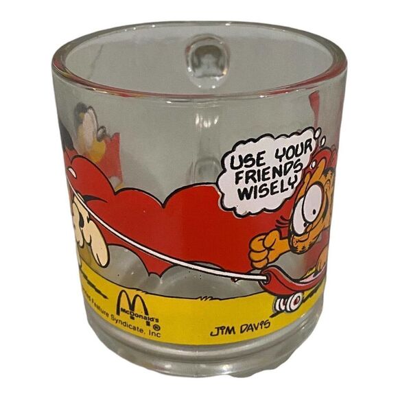 1978 VTG McDonalds Garfield & Odie Glass Mug Coffee Cup Jim Davis Skateboard - Picture 4 of 8
